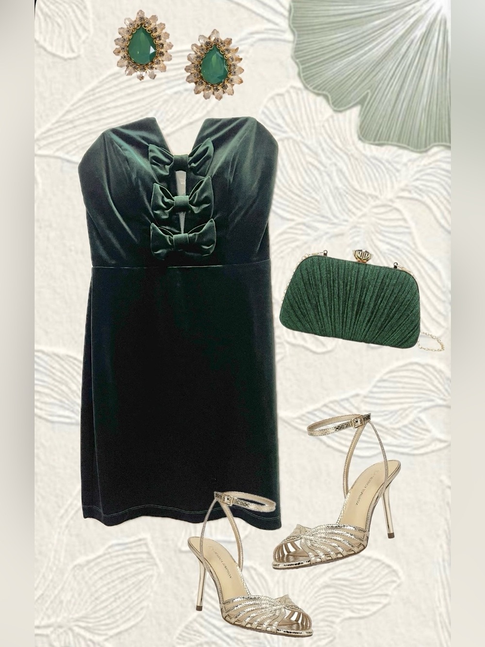 Strapless Emerald Velvet Bow-Front Cocktail Dress 5/6 Juniors